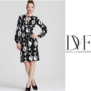 Diane Von Furstenberg Black White Nove Jersey Sz6
